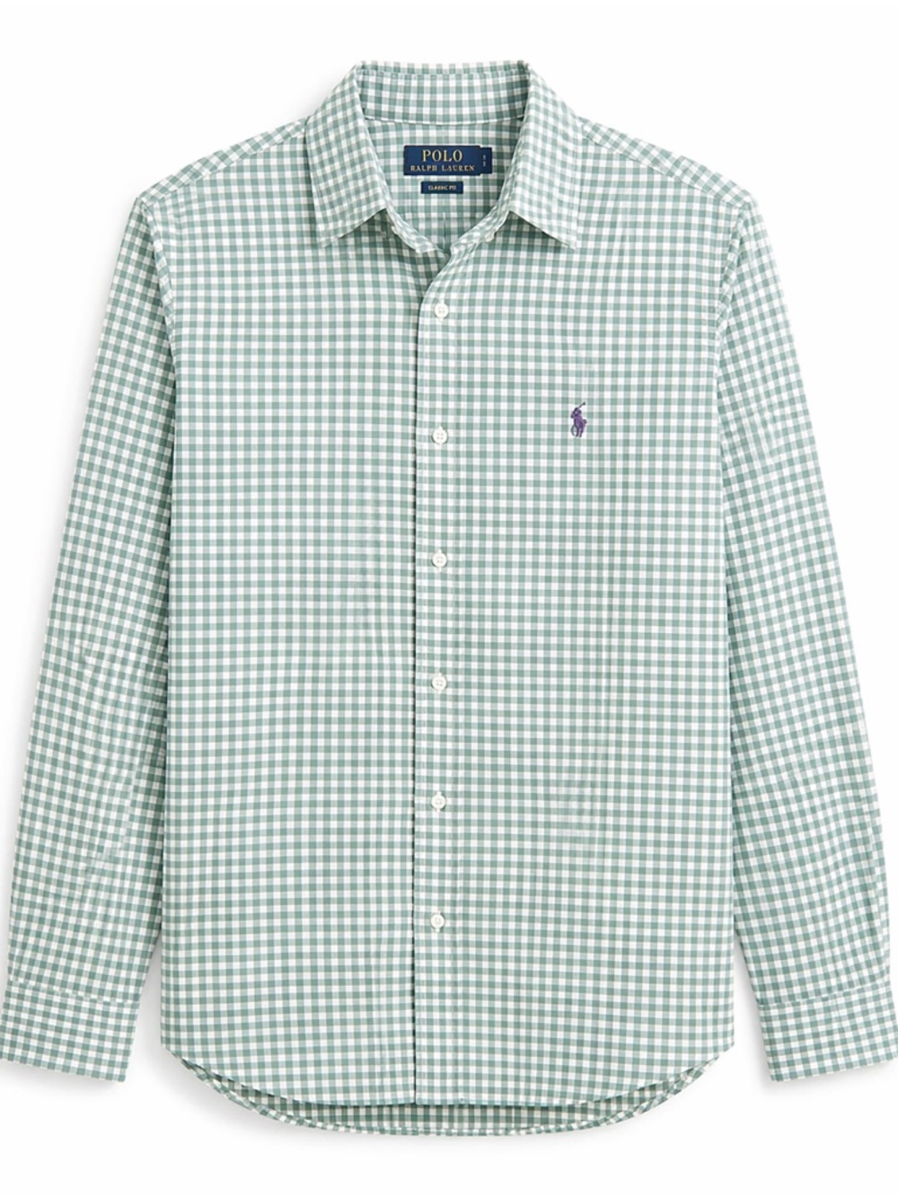 Polo by Ralph Lauren Light Green Gingham Button-Down Shirt Classic Fit |Large